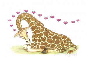 Giraffe Love | DakotaMidnyght.com (Prints available at https://www.etsy.com/shop/dakotamidnyght)