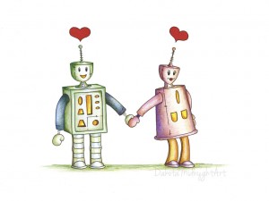 Robots in Love | DakotaMidnyght.com (Prints available at https://www.etsy.com/shop/dakotamidnyght)